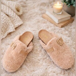 J.Crew Sherpa Buckle Mule Slippers
